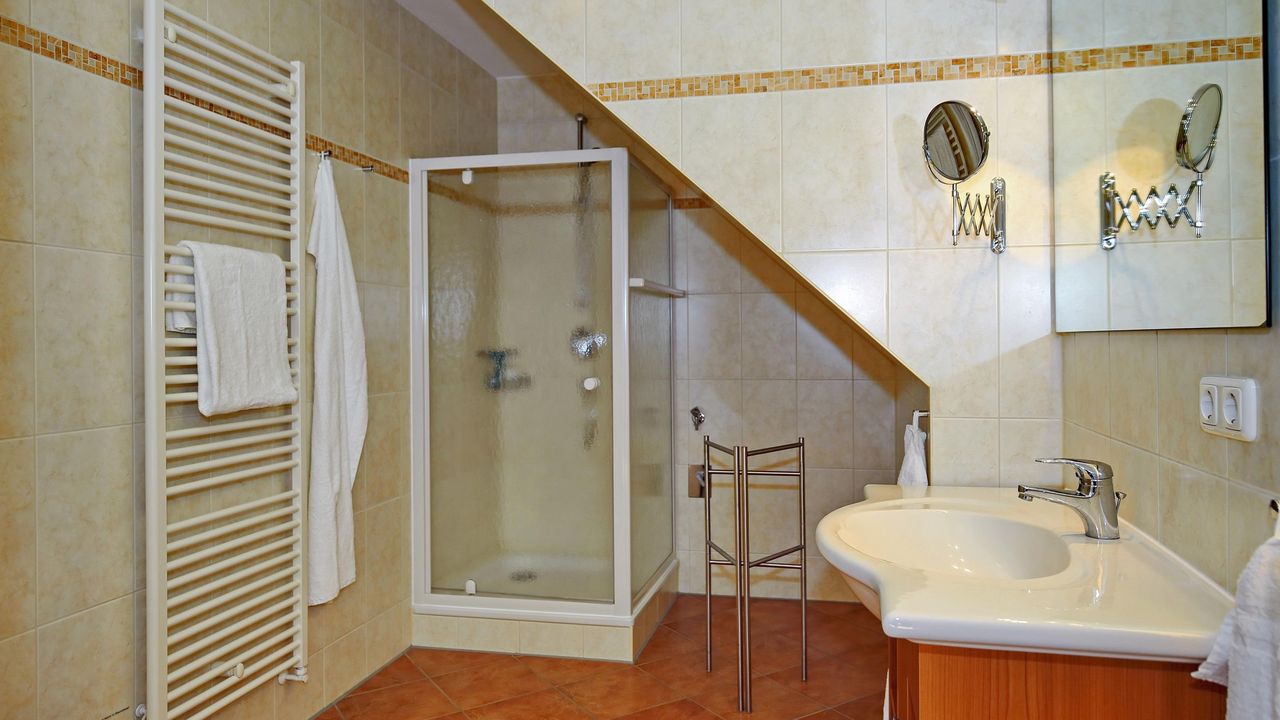 Badezimmer mit Dusche und WC Badezimmer mit Dusche und WC